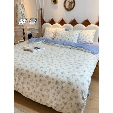 新款提花沐纱棉四件套 （蓝萱）