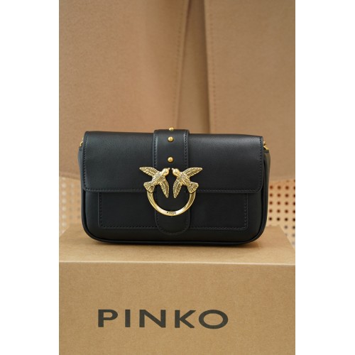 PINKO 人字纹图案绗缝斜挎包PIN04361A0F1-小号 （黑色）