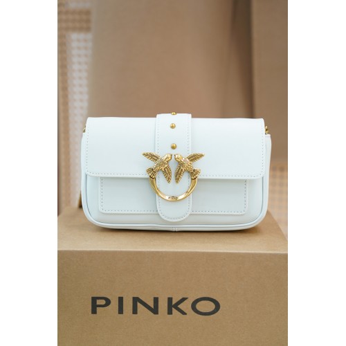 PINKO 人字纹图案绗缝斜挎包PIN04361A0F1-小号 （白色）
