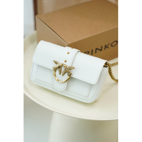 PINKO 人字纹图案绗缝斜挎包PIN04361A0F1-小号 （白色）