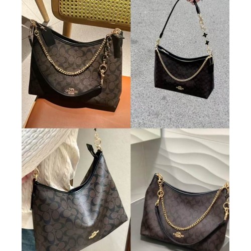 COACH蔻驰Laurel 31流浪包通勤单肩手拎腋下包（棕黑色）