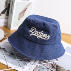 MLB情侣款牛仔刺绣渔夫帽MLB1036 (靛蓝色)