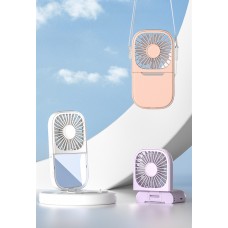 1200mAh 充电款 积米折叠桌面小风扇挂脖镜子风扇(白色）